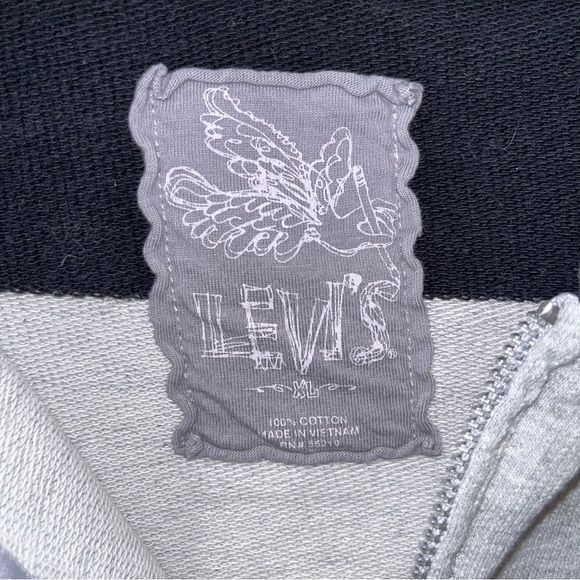 Levi's Girls Black/Grey Cropped Long Sleeve full zip Sweatshirt hoodie size XL - Picture 2 of 4